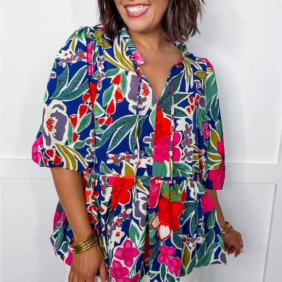 Floral Peplum Top - Picture 3 of 3